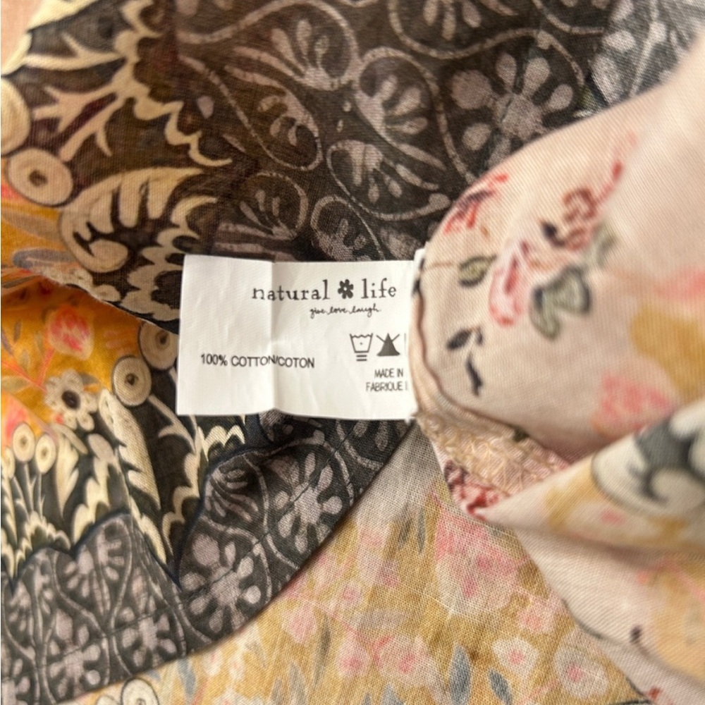 Natural Life "Kelly" Mixed Floral Patchwork Print Loose Fit Button Front Top OS - Picture 6 of 6